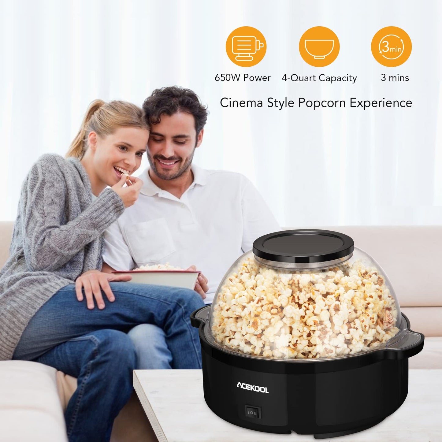 ACEKOOL BM-01 Popcorn Popper Maker Multifunctional Machine - Black