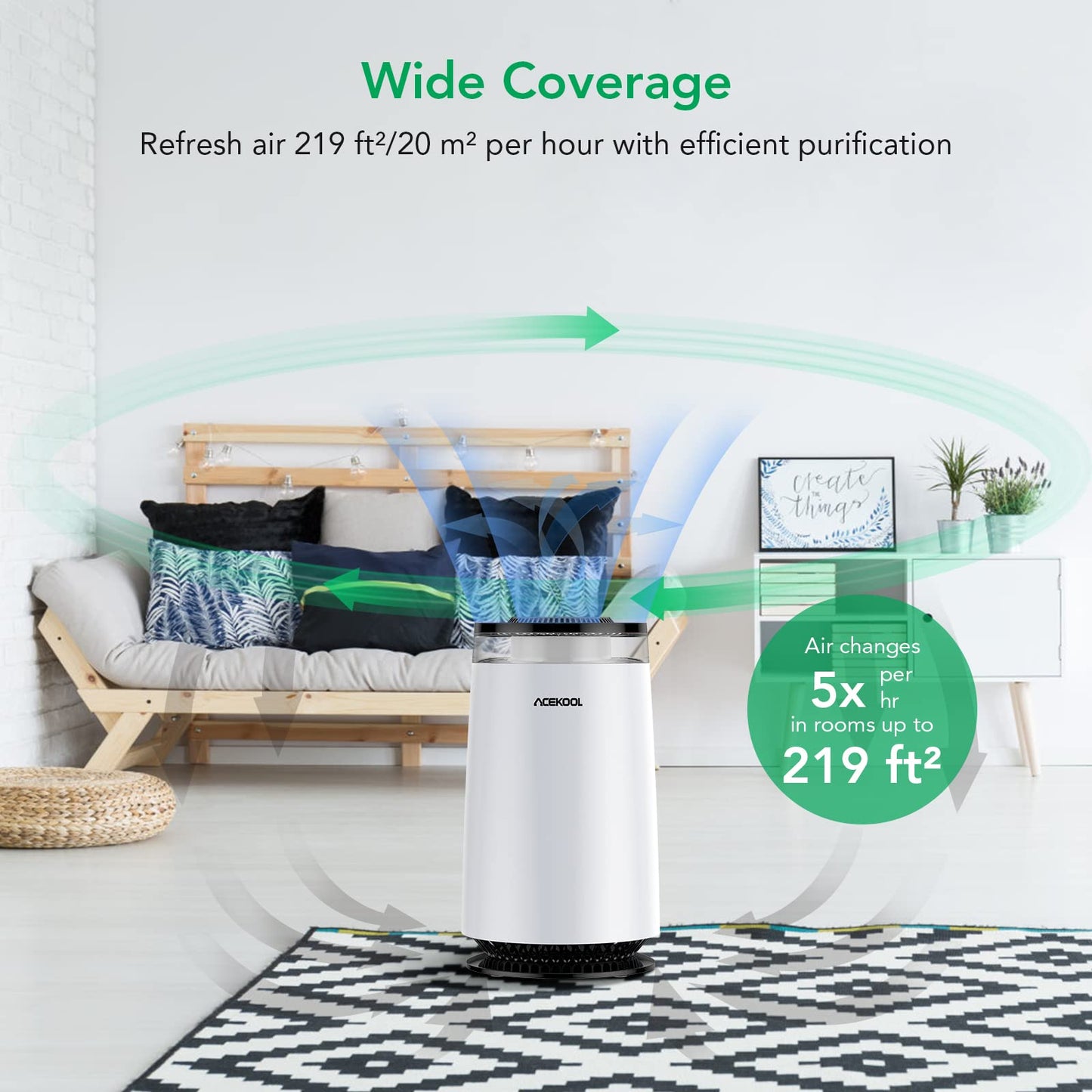 ACEKOOL Air Purifier AD4 with Night Light for Home Large Room EU Plug