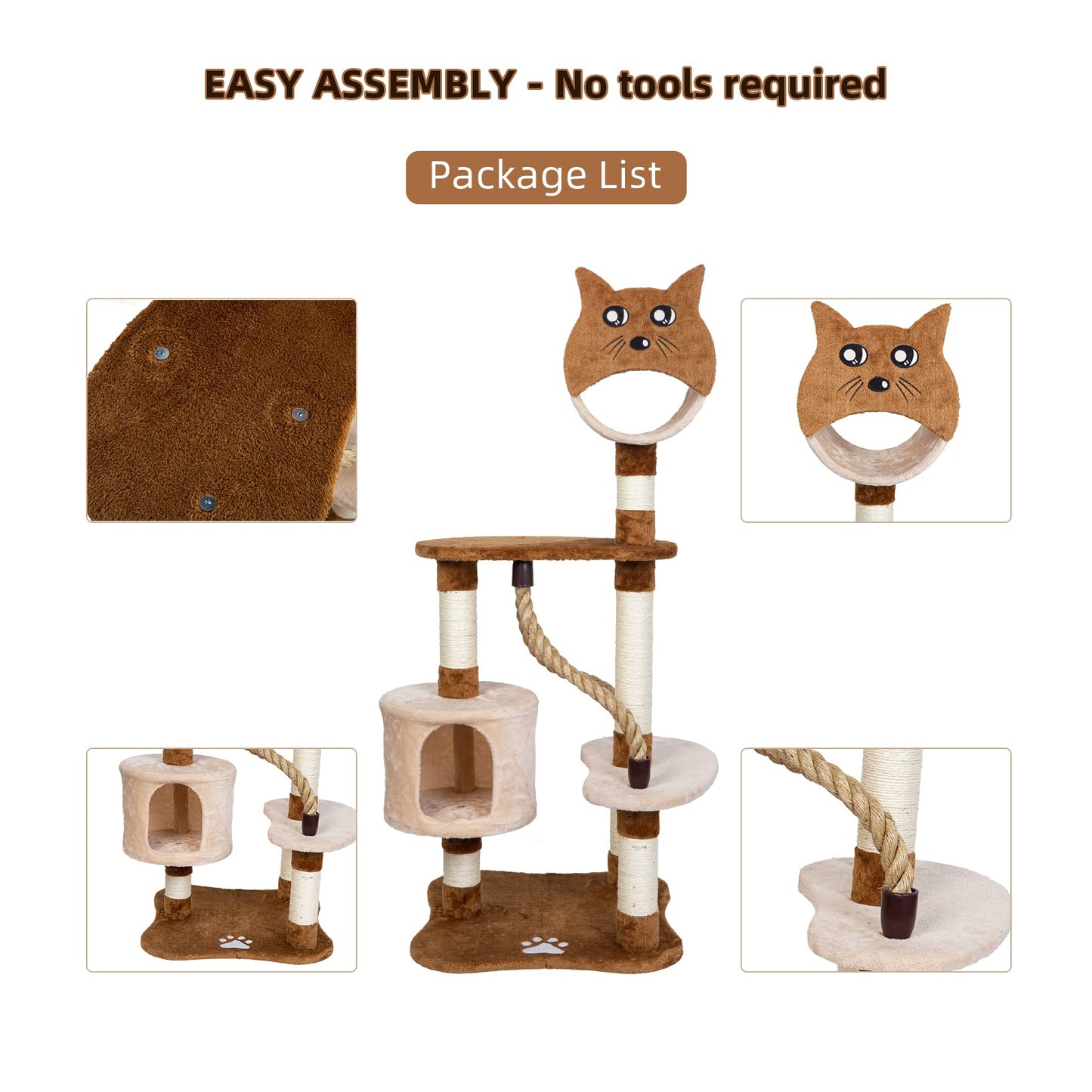 ASYPETS Cat Activity Tree 50¡±Multi-Level Wooden Pet Furniture