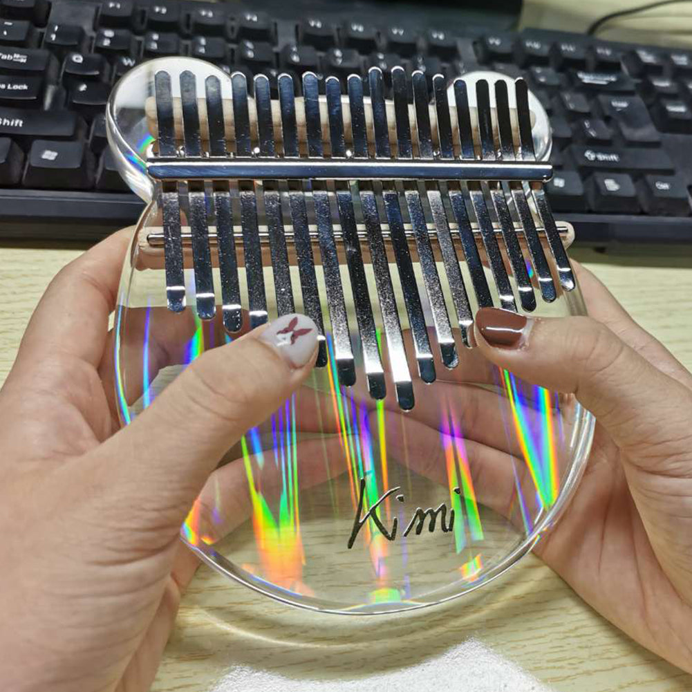 YIWA Kalimba Acrylic 17 Key Transparent Thumb Piano - Rainbow Bear Shape