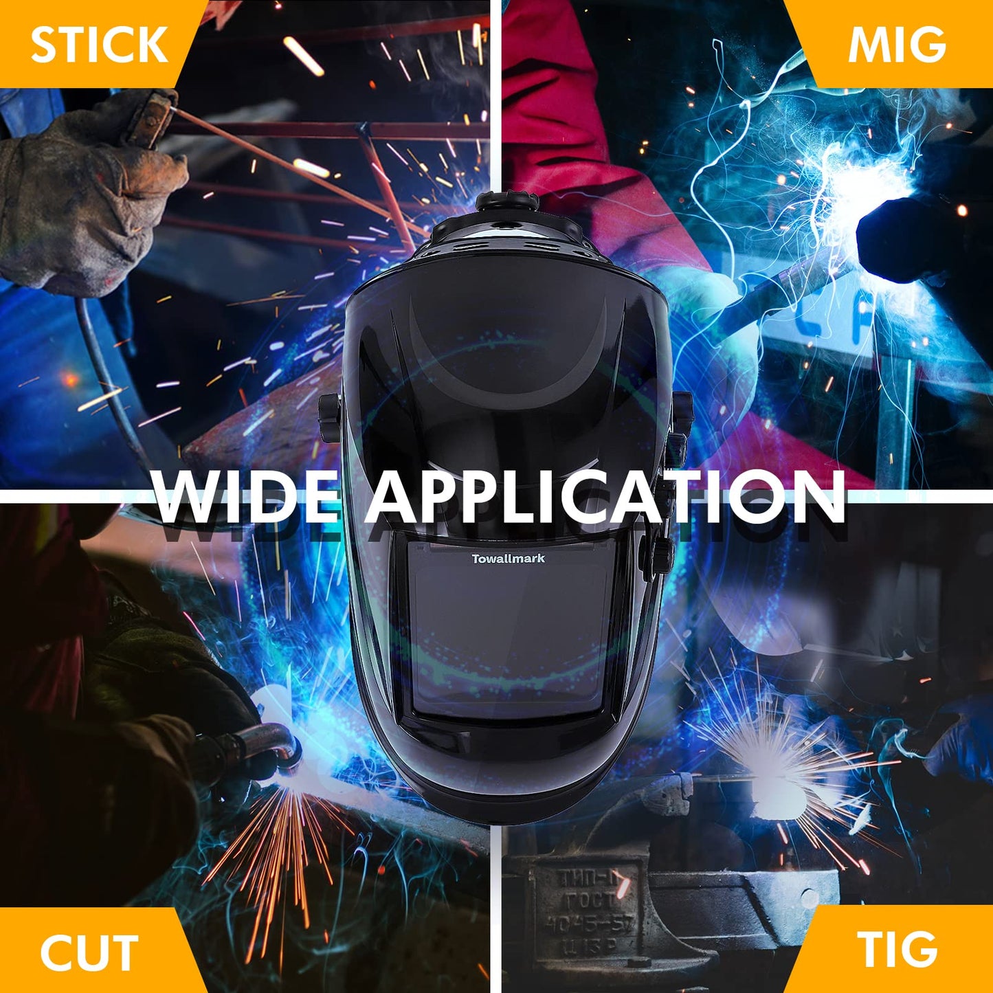 Towallmark Auto Darkening Welding Helmet 3.95¡±¡Á3.9¡± Large Viewing Welding Hood