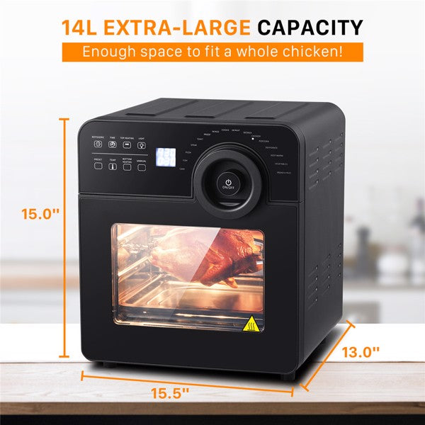 GEEK CHEF 14.7QT Air Fryer Toaster Oven 4 Slice Convection Airfryer 1700W Countertop Oven Silver