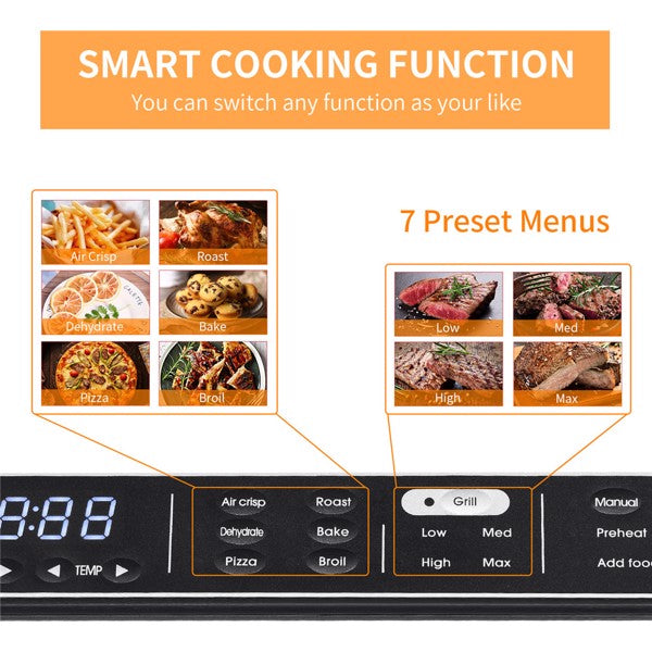 GEEK CHEF Air Fryer Toaster Oven Indoor Grill 8-in-1 Roast Bake Dehydrate Broil