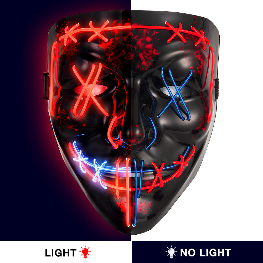 WHIZMAX Halloween Mask 2 colors Scary LED Mask for Halloween Cosplay Costume