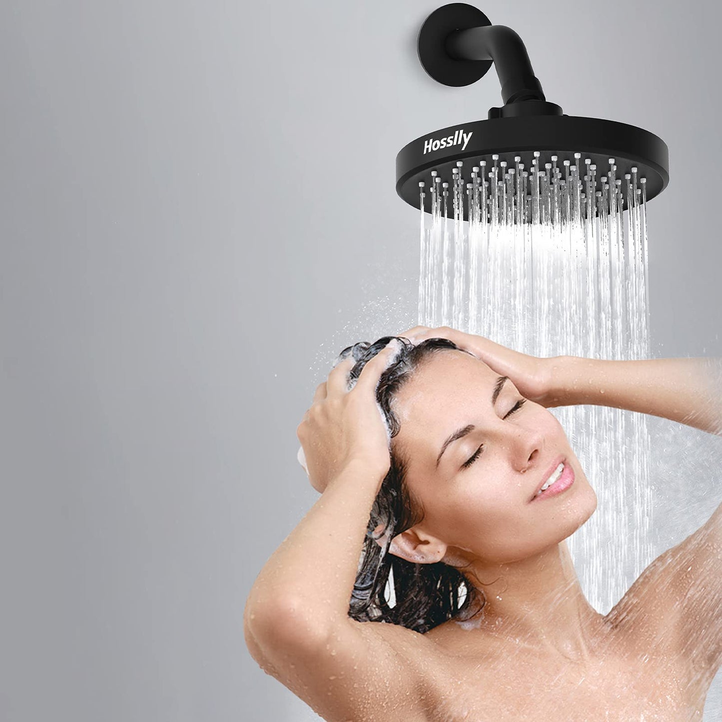 HOSSLLY Rainfall Shower Head High Pressure 360¡ã Adjustable - Matte Black