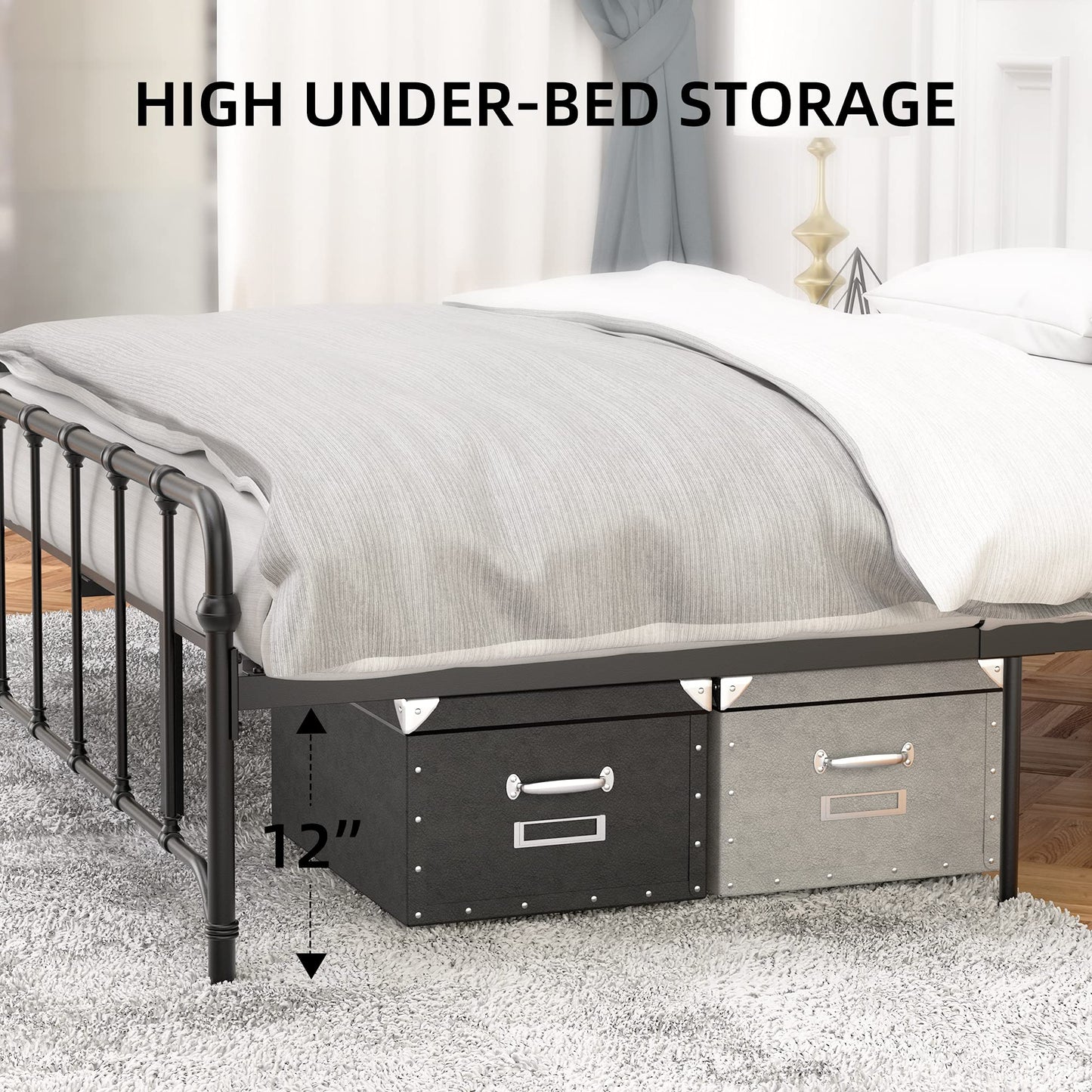 IDEALHOUSE Queen Size Metal Bed Frame Platform Bed