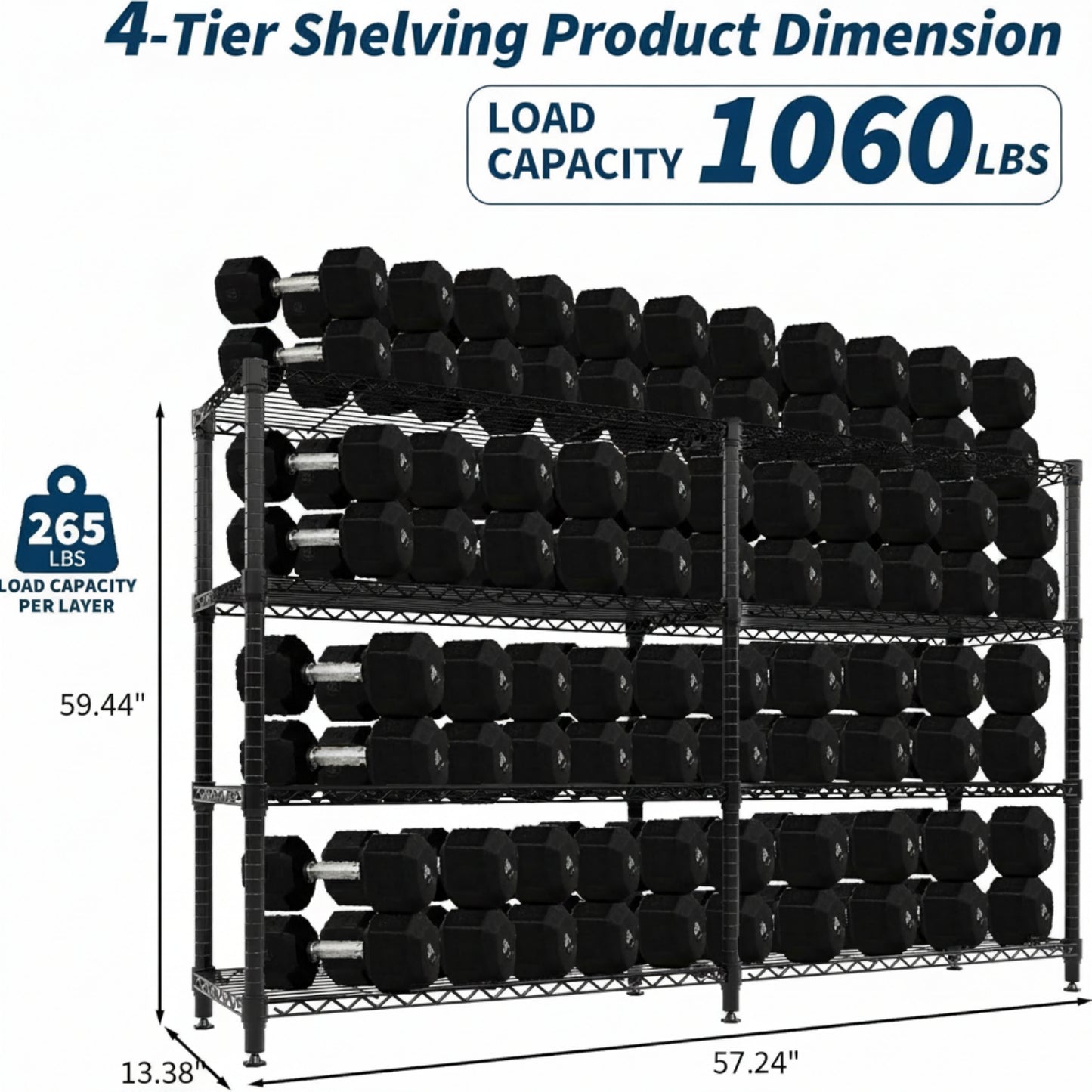 Garvee Metal Storage Shelves, Adjustable, H / L-shaped Shelf, Black