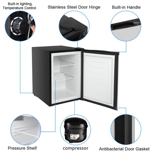 ZOKOP BD-60 60L Single Door Vertical Freezer AC115V 60Hz Freezing Refrigerator Black