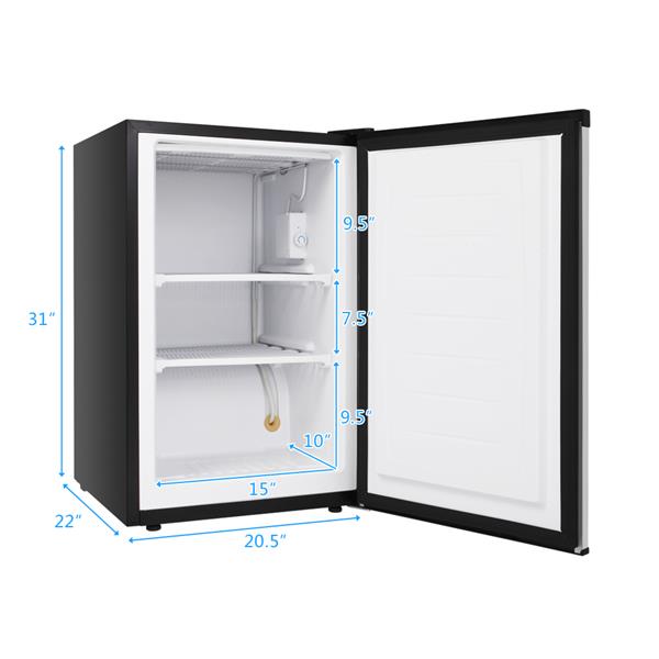 ZOKOP BD-88-E 88L Upright Freezer AC115V 60Hz Freezing Refrigerator Black