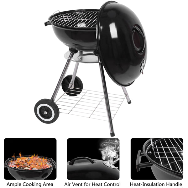 ZOKOP 18 Inch Apple Charcoal Stove Enamel White Side Wheel Diameter 15cm