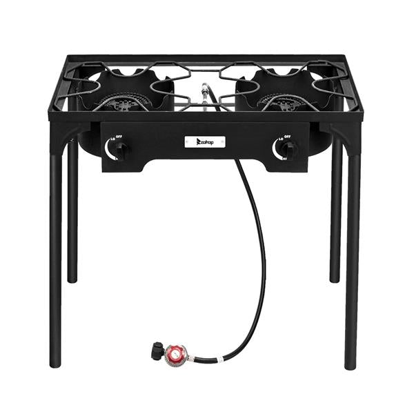 ZOKOP EX72 Double Burner Outdoor Camp Stove Gas Cooker Portable Cast Iron Patio Cooking Burner