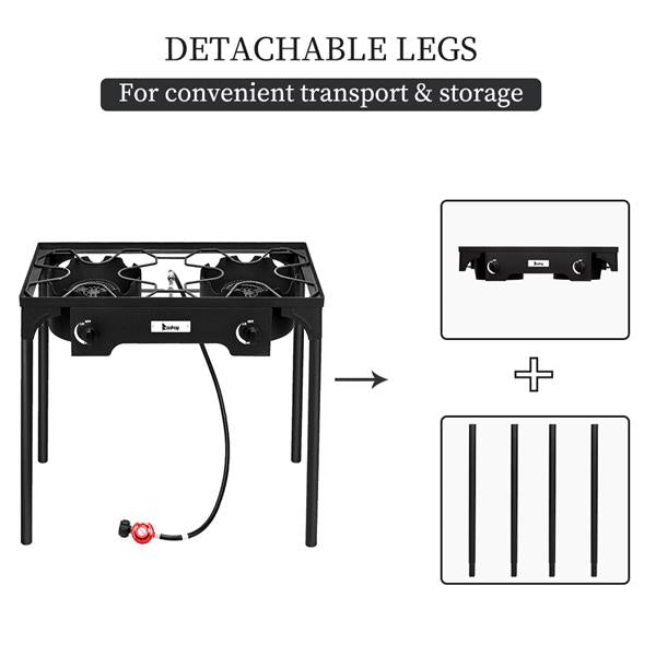 ZOKOP EX72 Double Burner Outdoor Camp Stove Gas Cooker Portable Cast Iron Patio Cooking Burner