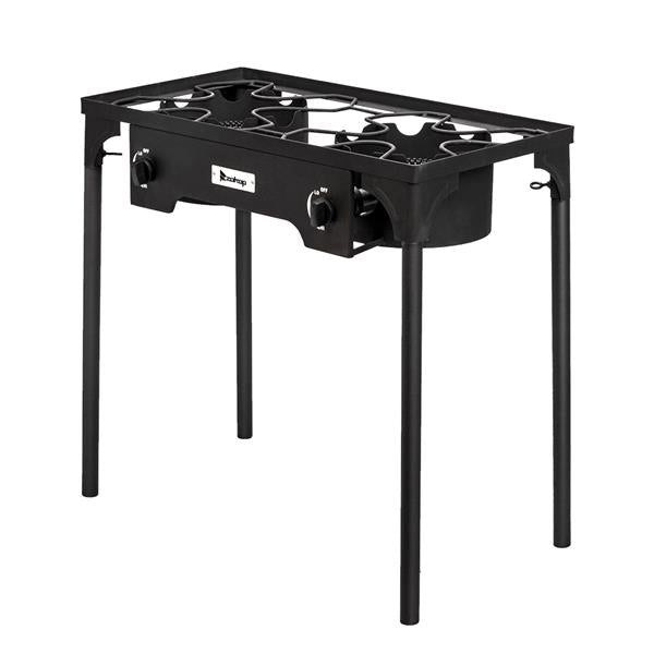 ZOKOP EX72 Double Burner Outdoor Camp Stove Gas Cooker Portable Cast Iron Patio Cooking Burner