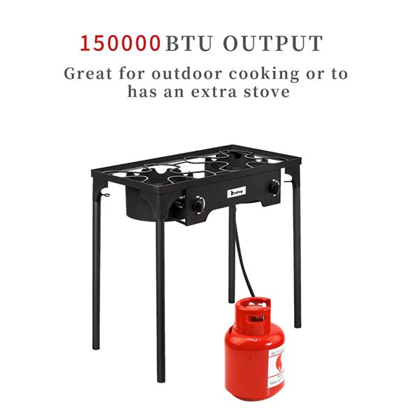 ZOKOP EX72 Double Burner Outdoor Camp Stove Gas Cooker Portable Cast Iron Patio Cooking Burner