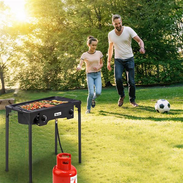 ZOKOP EX72 Double Burner Outdoor Camp Stove Gas Cooker Portable Cast Iron Patio Cooking Burner