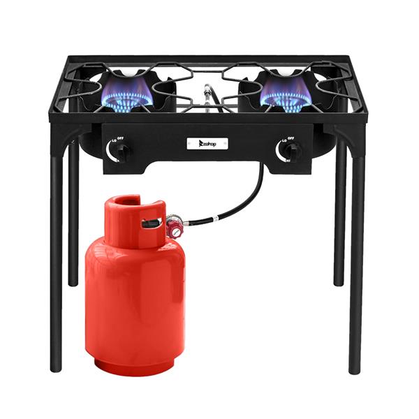 ZOKOP EX72 Double Burner Outdoor Camp Stove Gas Cooker Portable Cast Iron Patio Cooking Burner