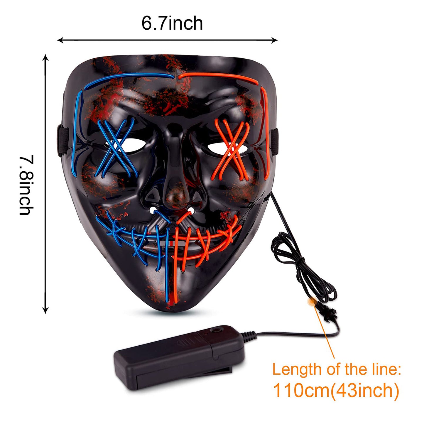 LumiParty Halloween Purge Mask with LED Glow Gloves