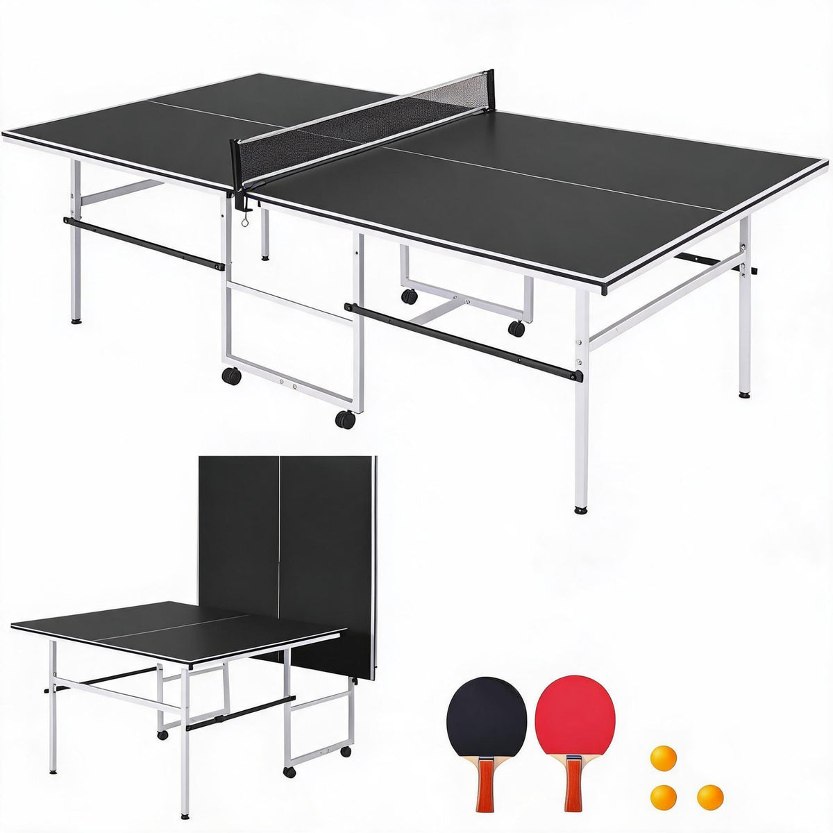 Riedhoff Portable Table Tennis Table with 2 Paddles & 3 Balls