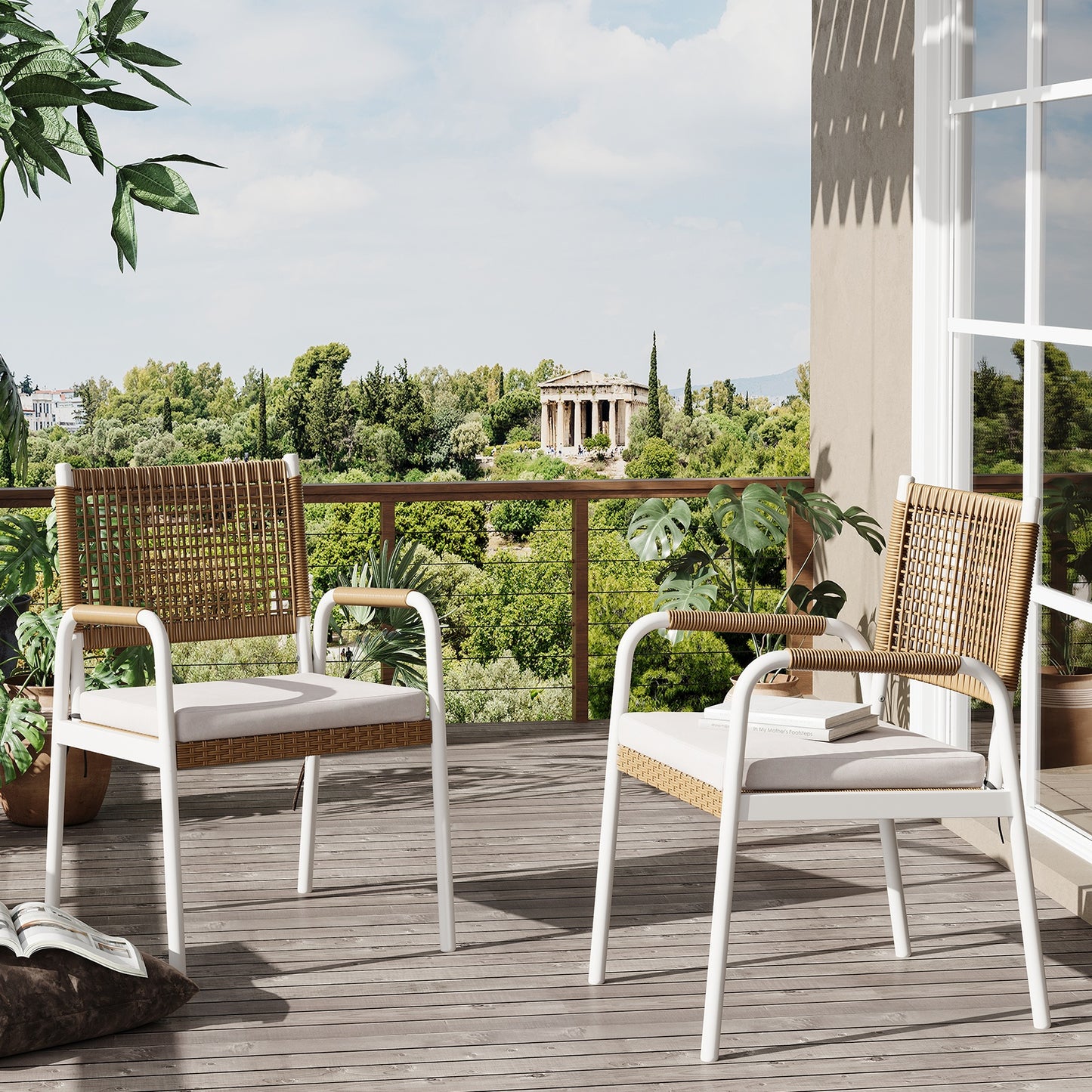 Riedhoff Outdoor Patio Dining Chair Set, with 1.18" Cushions and Armrest