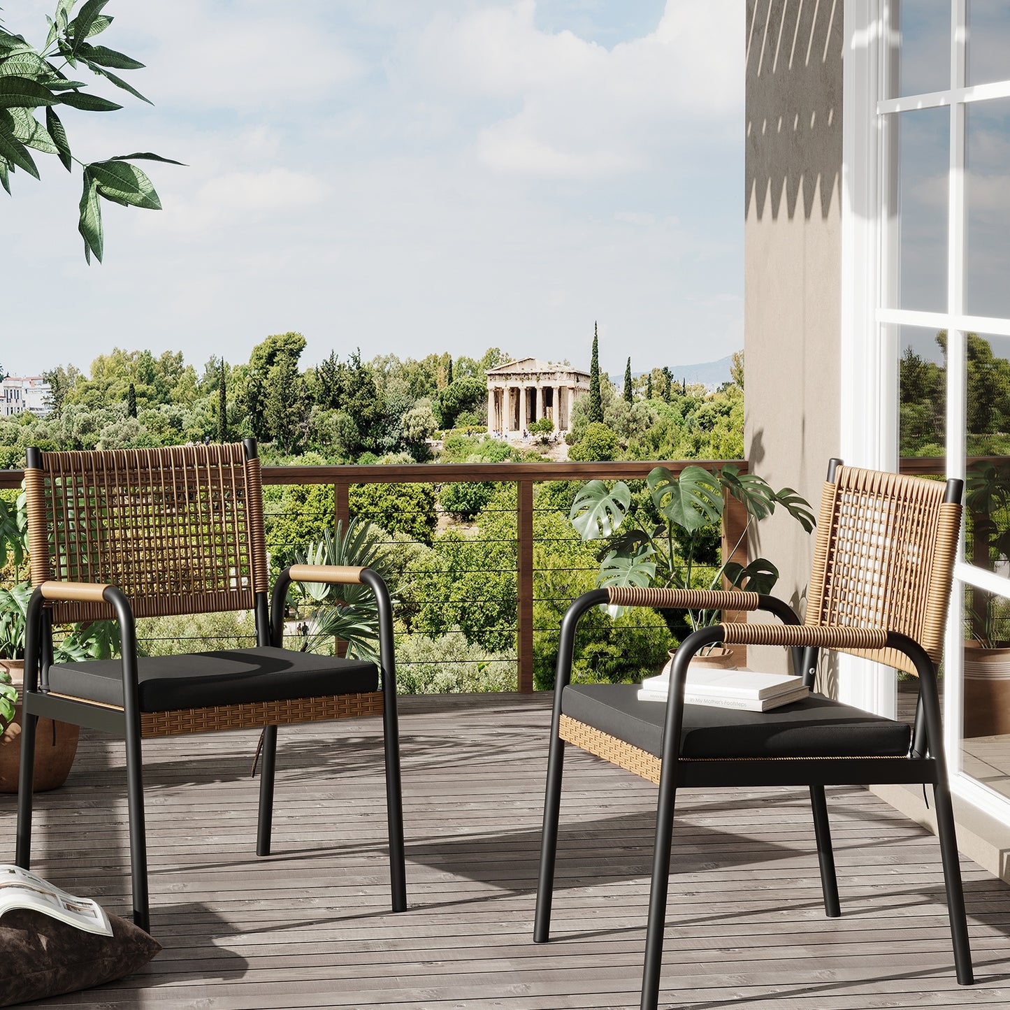 Riedhoff Outdoor Patio Dining Chair Set, with 1.18" Cushions and Armrest