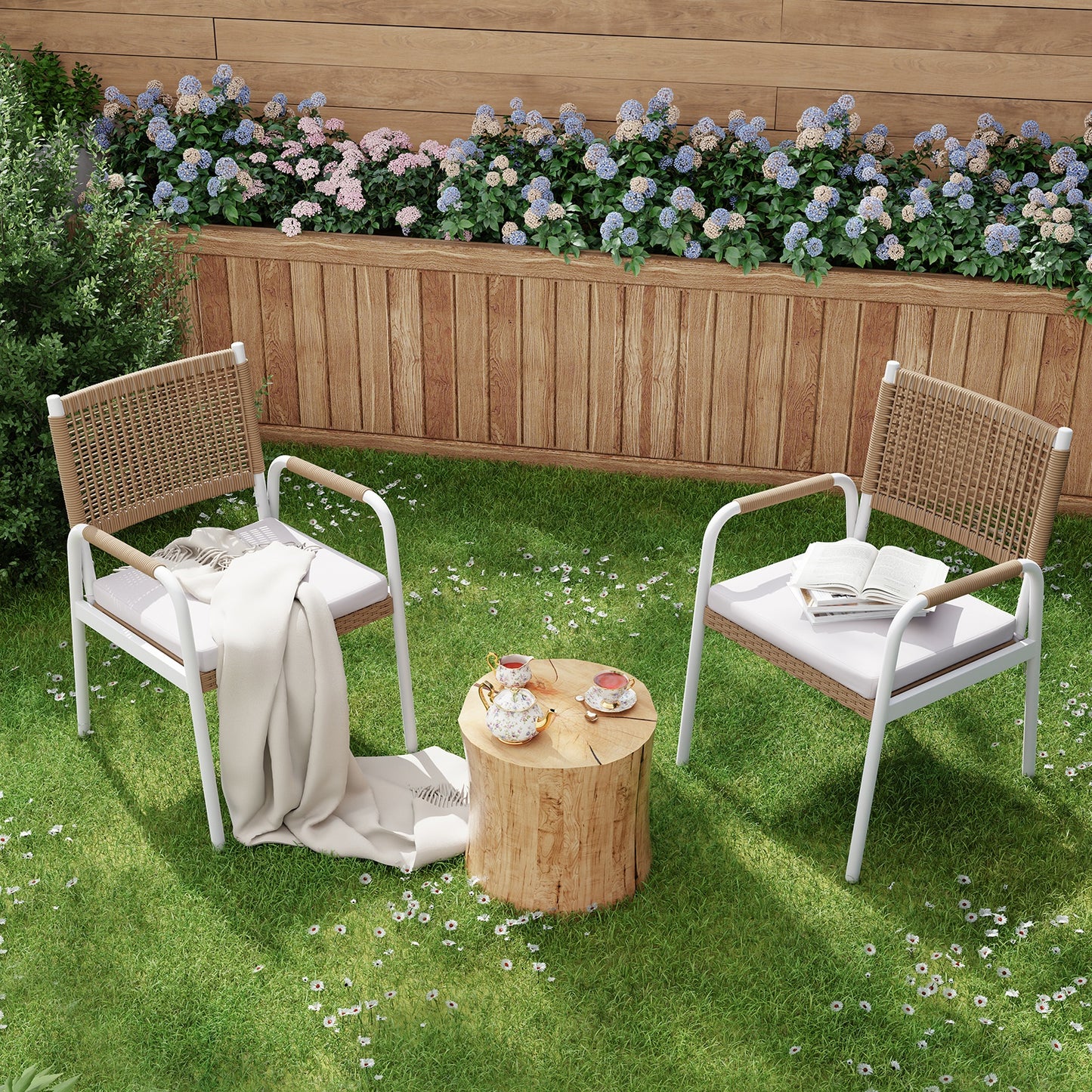 Riedhoff Outdoor Patio Dining Chair Set, with 1.18" Cushions and Armrest