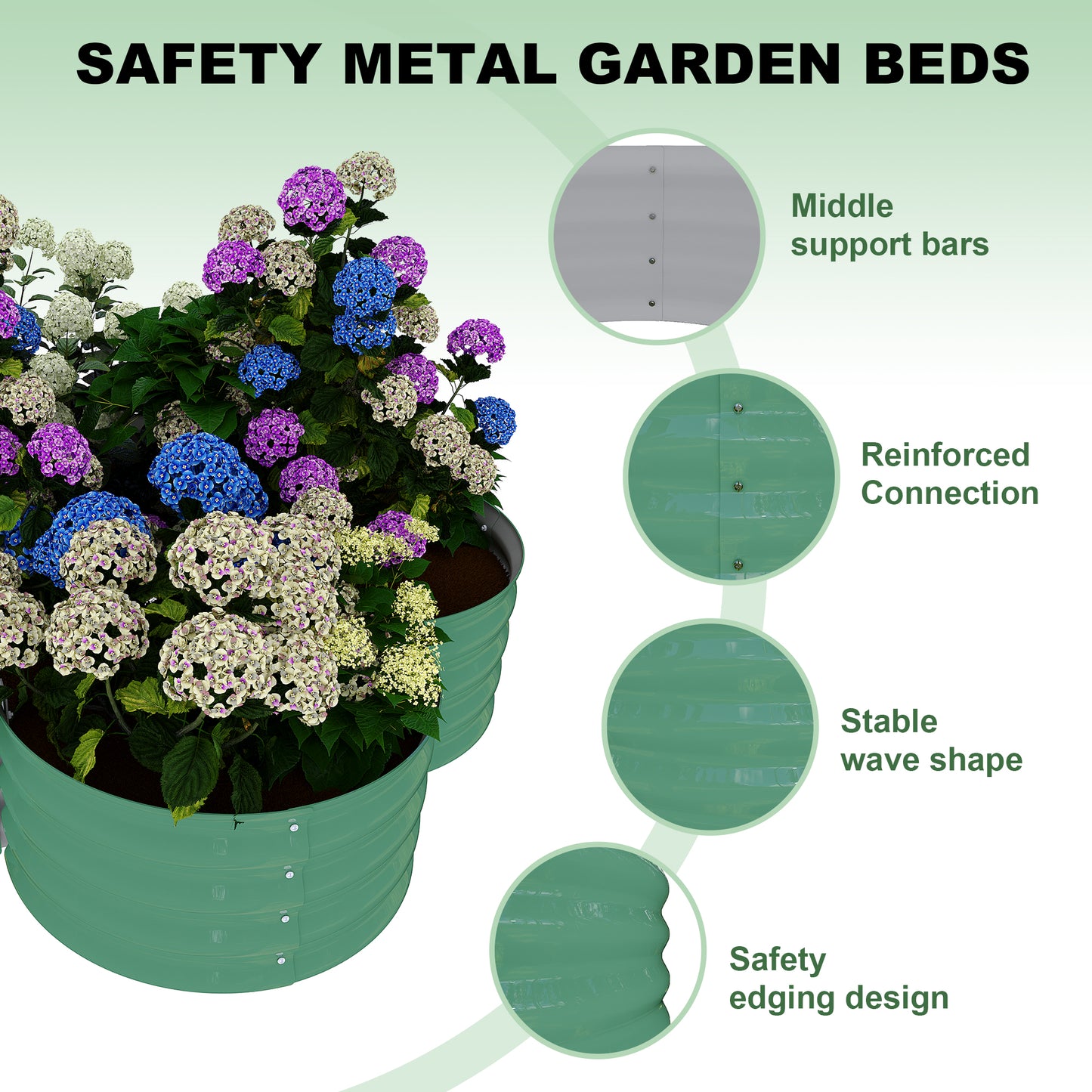 WildBreak Outdoor Raised Garden Bed Kits, Petal Shape, Metal Planter Box 47.6 x 47.6 x 11.8"