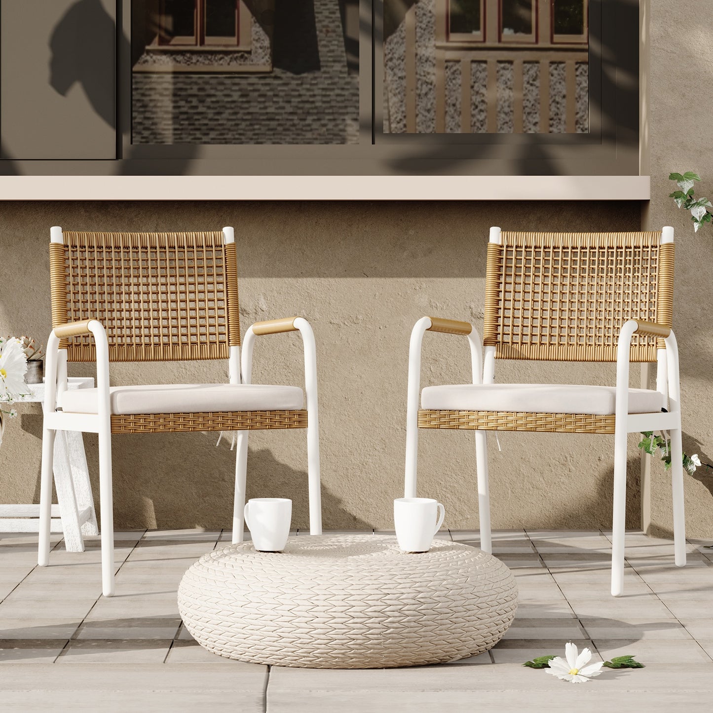 Riedhoff Outdoor Patio Dining Chair Set, with 1.18" Cushions and Armrest