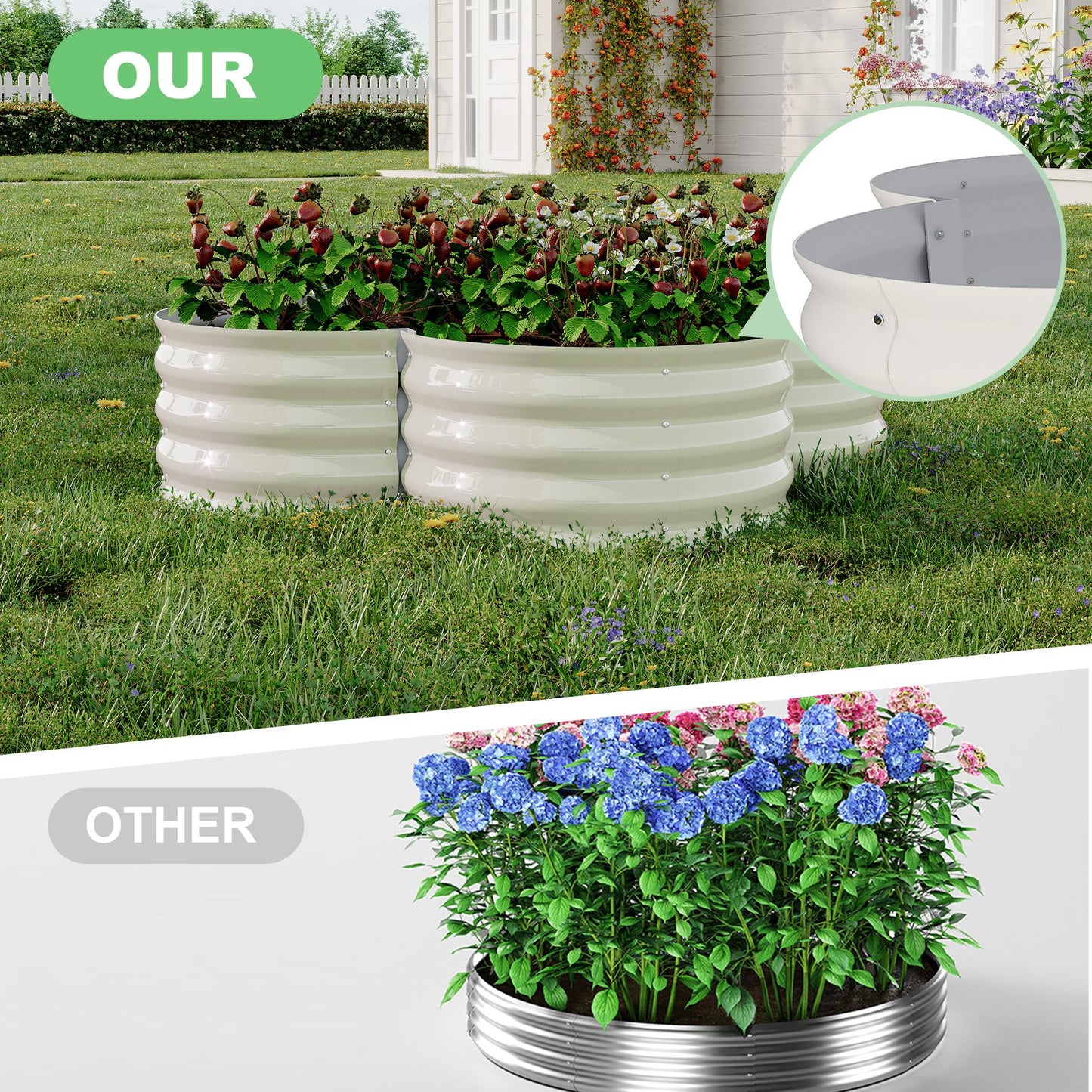 WildBreak Outdoor Raised Garden Bed Kits, Petal Shape, Metal Planter Box 47.6 x 47.6 x 11.8"