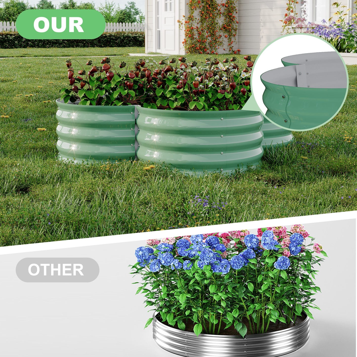 WildBreak Outdoor Raised Garden Bed Kits, Petal Shape, Metal Planter Box 47.6 x 47.6 x 11.8"