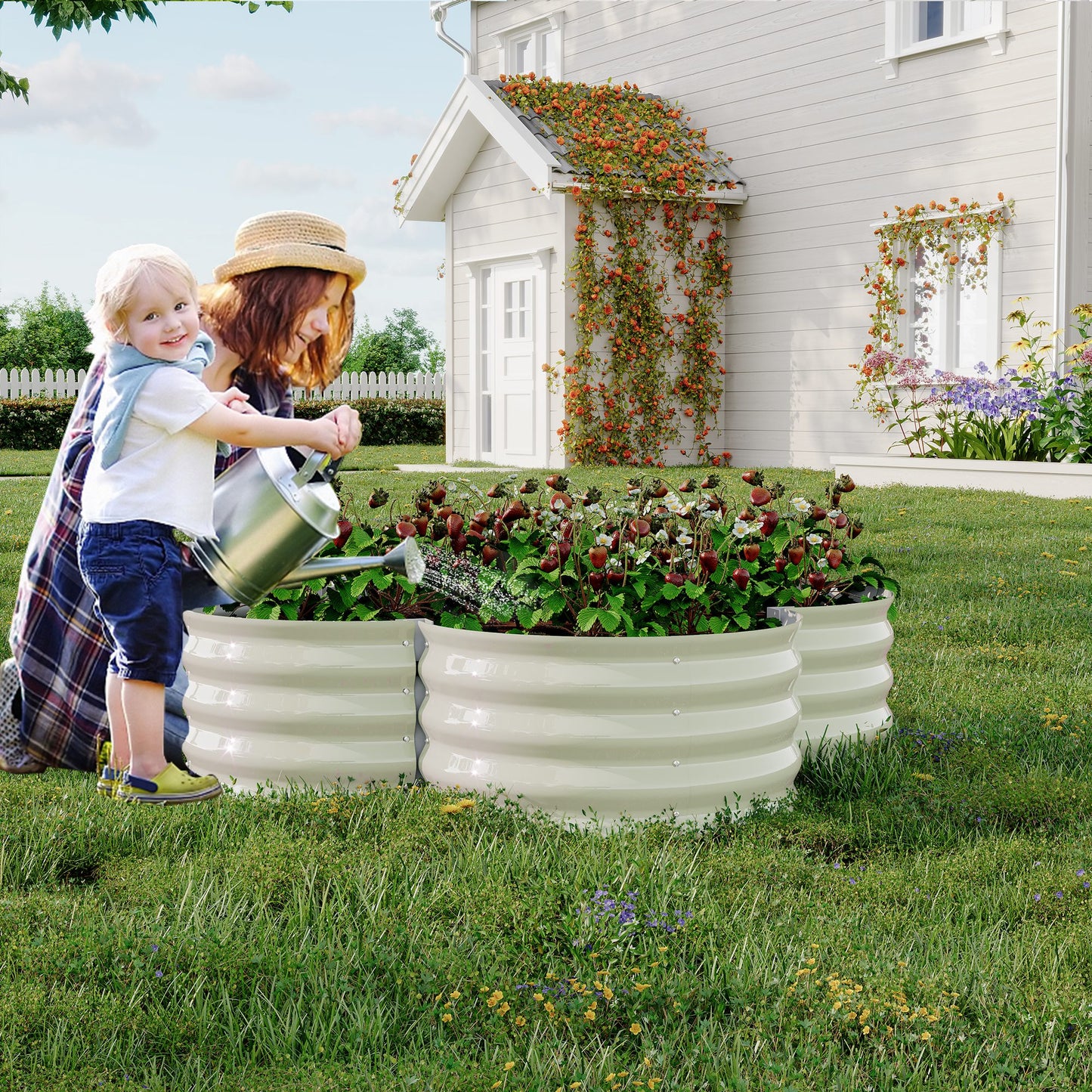 WildBreak Outdoor Raised Garden Bed Kits, Petal Shape, Metal Planter Box 47.6 x 47.6 x 11.8"