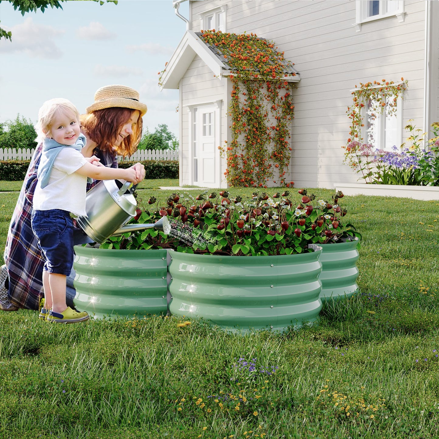 WildBreak Outdoor Raised Garden Bed Kits, Petal Shape, Metal Planter Box 47.6 x 47.6 x 11.8"