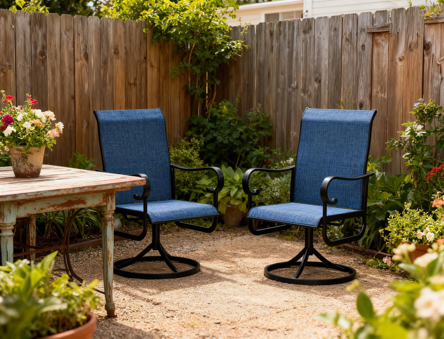 Riedhoff Patio Swivel Chairs Set of 2, with High Back, 23 x 20 x 40"