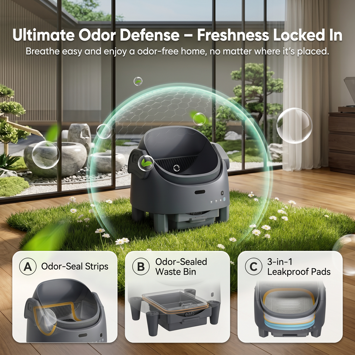 Riedhoff Self-Cleaning Automatic Odor-Control Litter Box, with Smart App Controlled