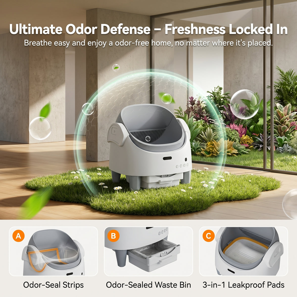 Riedhoff Self-Cleaning Automatic Odor-Control Litter Box, with Smart App Controlled