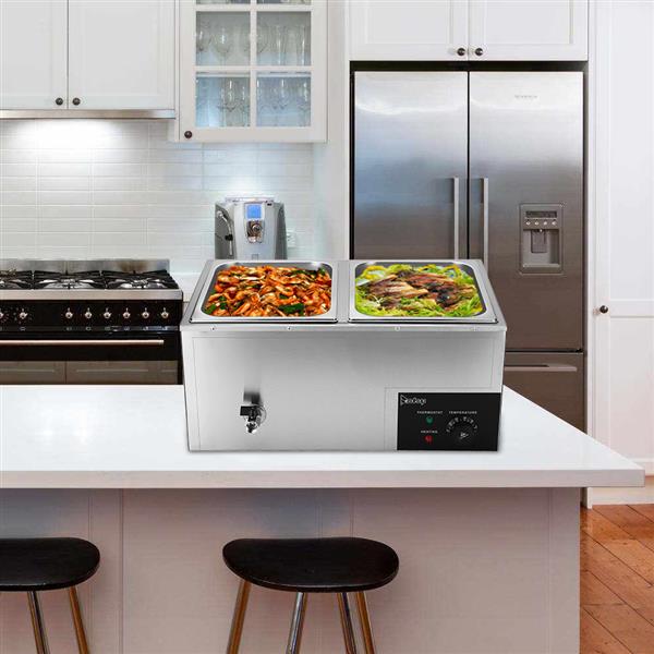 ZOKOP 10.6QT/10L 2 Cells Bain Marie Food Warmer XTC1P-1/2 110V 600W Silver
