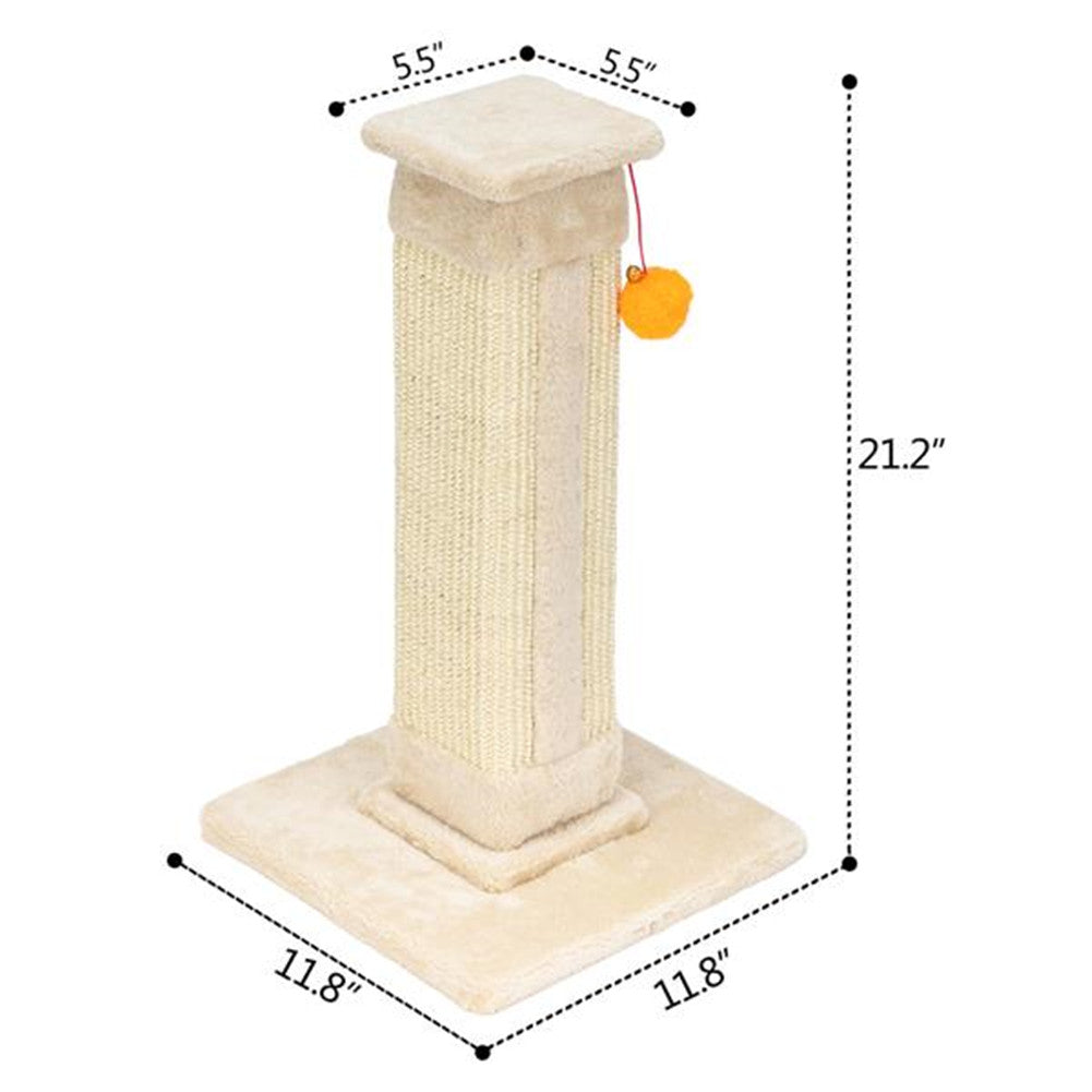 BEESCLOVER 21 inch  Cat Pet Climbing Frame with Ball Climbing Mount Beige