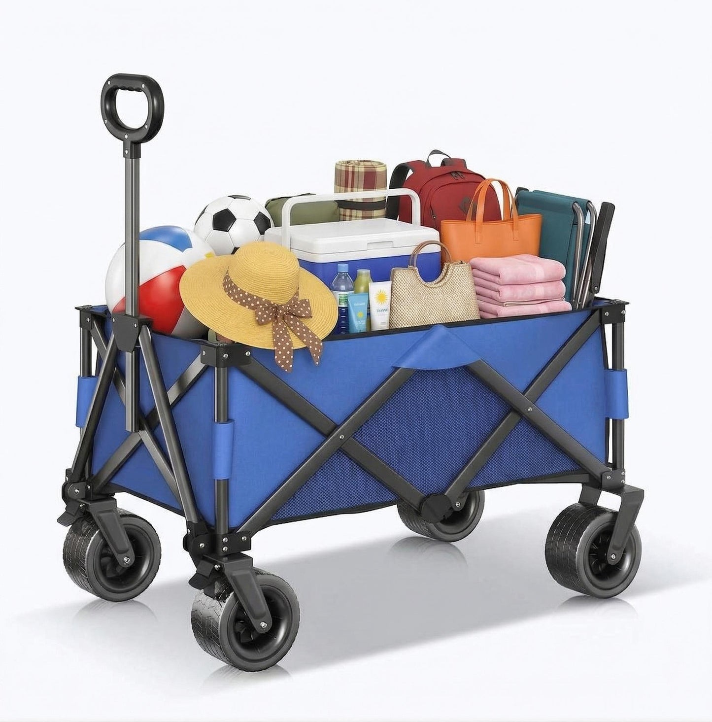 Garvee Large Foldable Wagon Carts, 480 ibs Weight Capacity, 280L with 4" Width Wheels