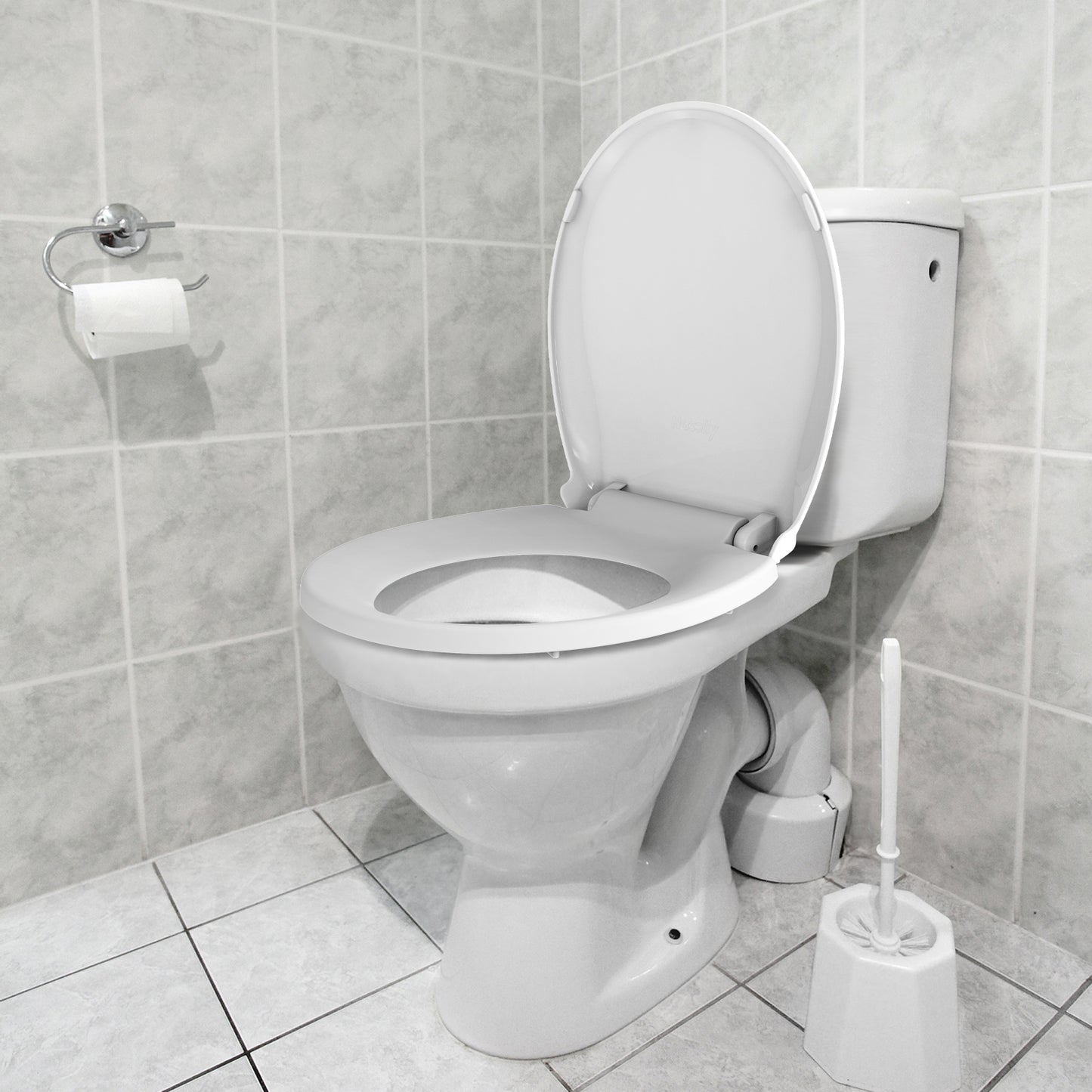 Garvee 17" Round Toilet Seat, Slow Soft Close, Easy to Install and Clean, Never Loosens, White