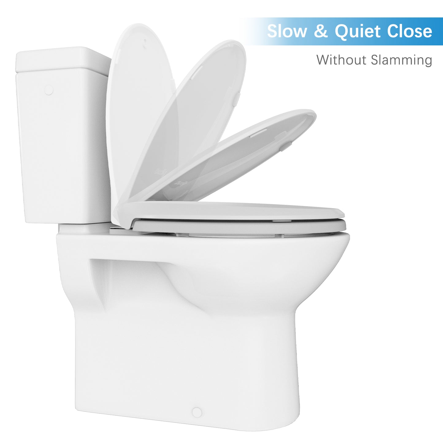 Garvee 17" Round Toilet Seat, Slow Soft Close, Easy to Install and Clean, Never Loosens, White