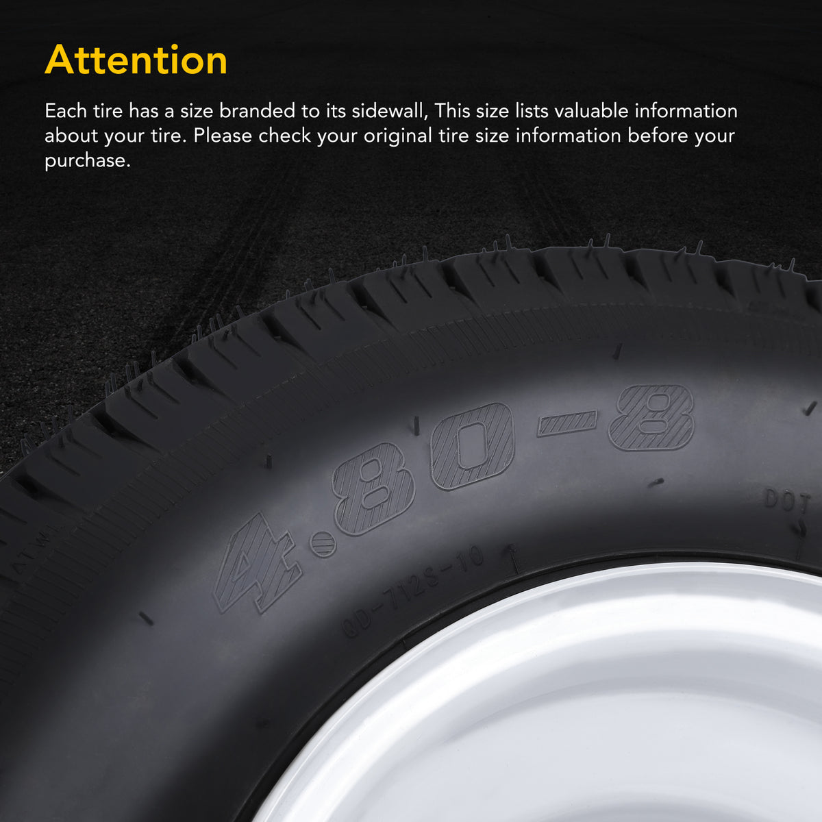 Riedhoff Trailer Tires Rims 4.80/4.00-8, 4 Lug Rims, Load Range C, 6 PR, 2 Pack, Black