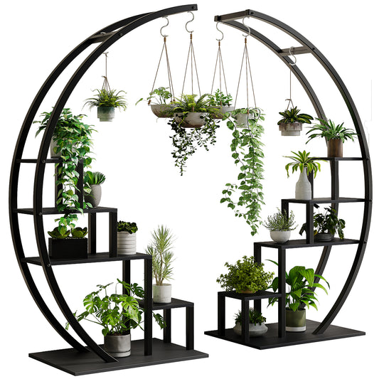 Garvee 5-Tier Wood Plant Stand, 23.6" x 15.7" x 56", Semicircle, 2 Count