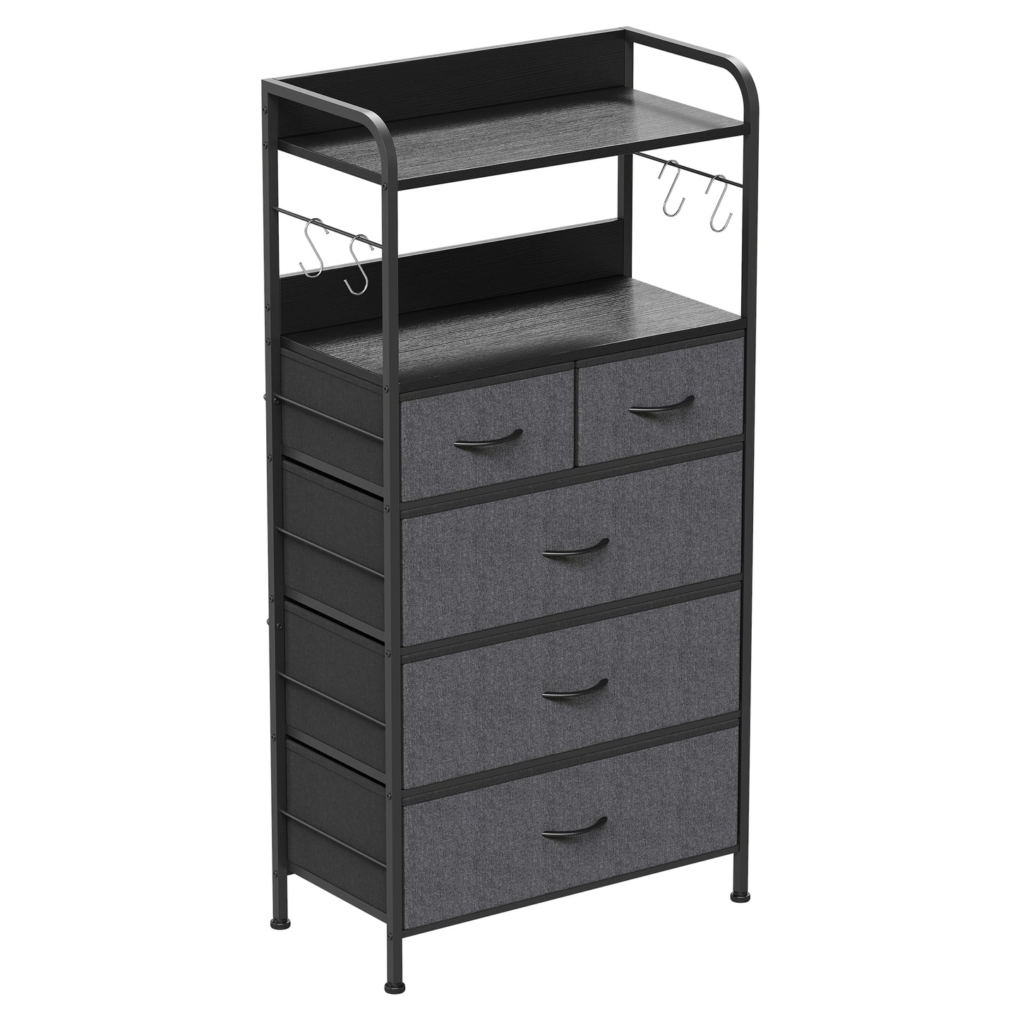Garvee 5 Drawer Dresser for Bedroom, Wood Top, with Storage Organizer Fabric Bins