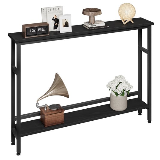 GAOMON Slim Console Table 5.9 inch  Narrow Sofa Table, 2 Tier Skinny Console Table with Adjustable Shelf, Slim Behind Couch Table for Living Room, Entryway, Hallway, Foyer - Black