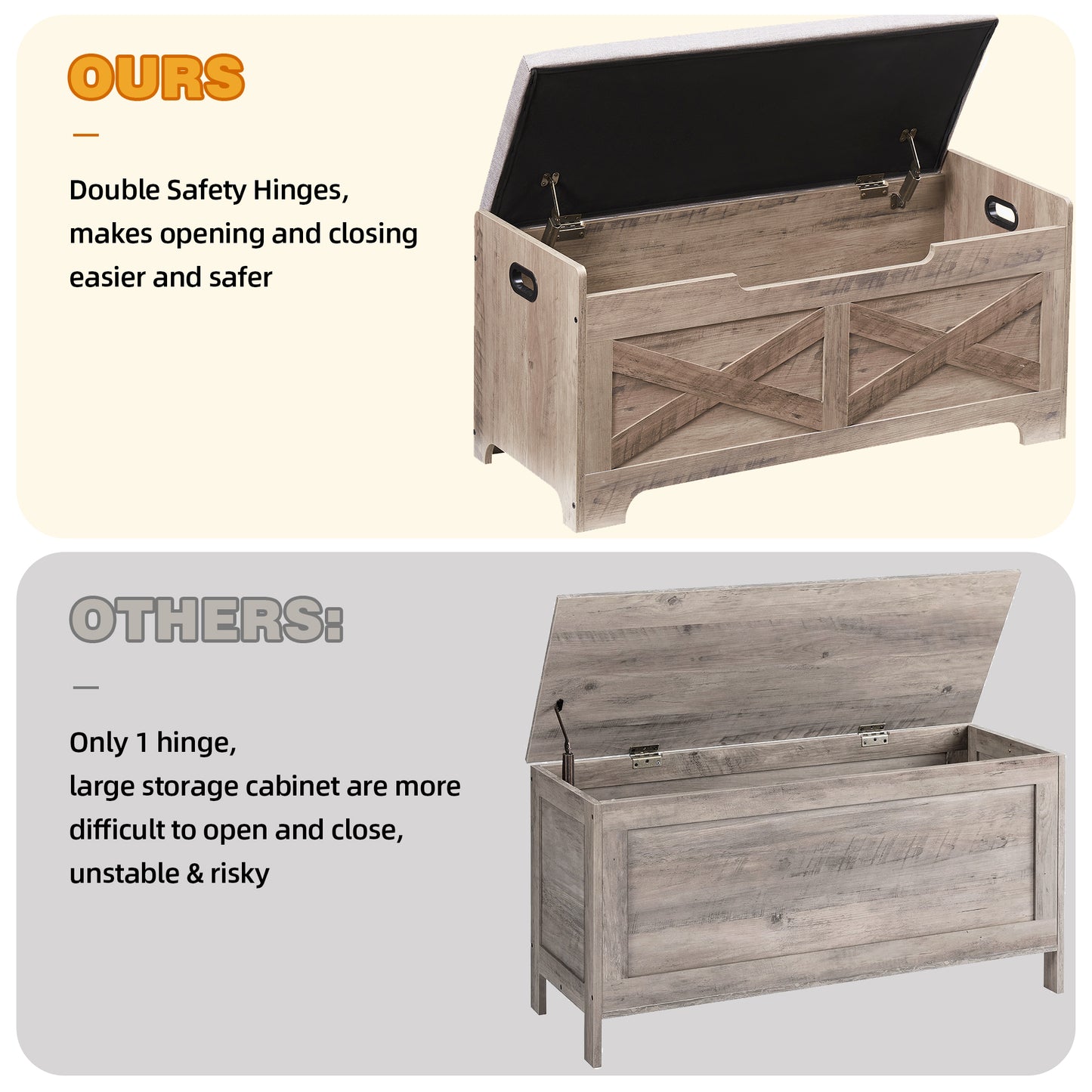 Garvee Lift Top Storage Chest, with Safety Hinge, Retro Color