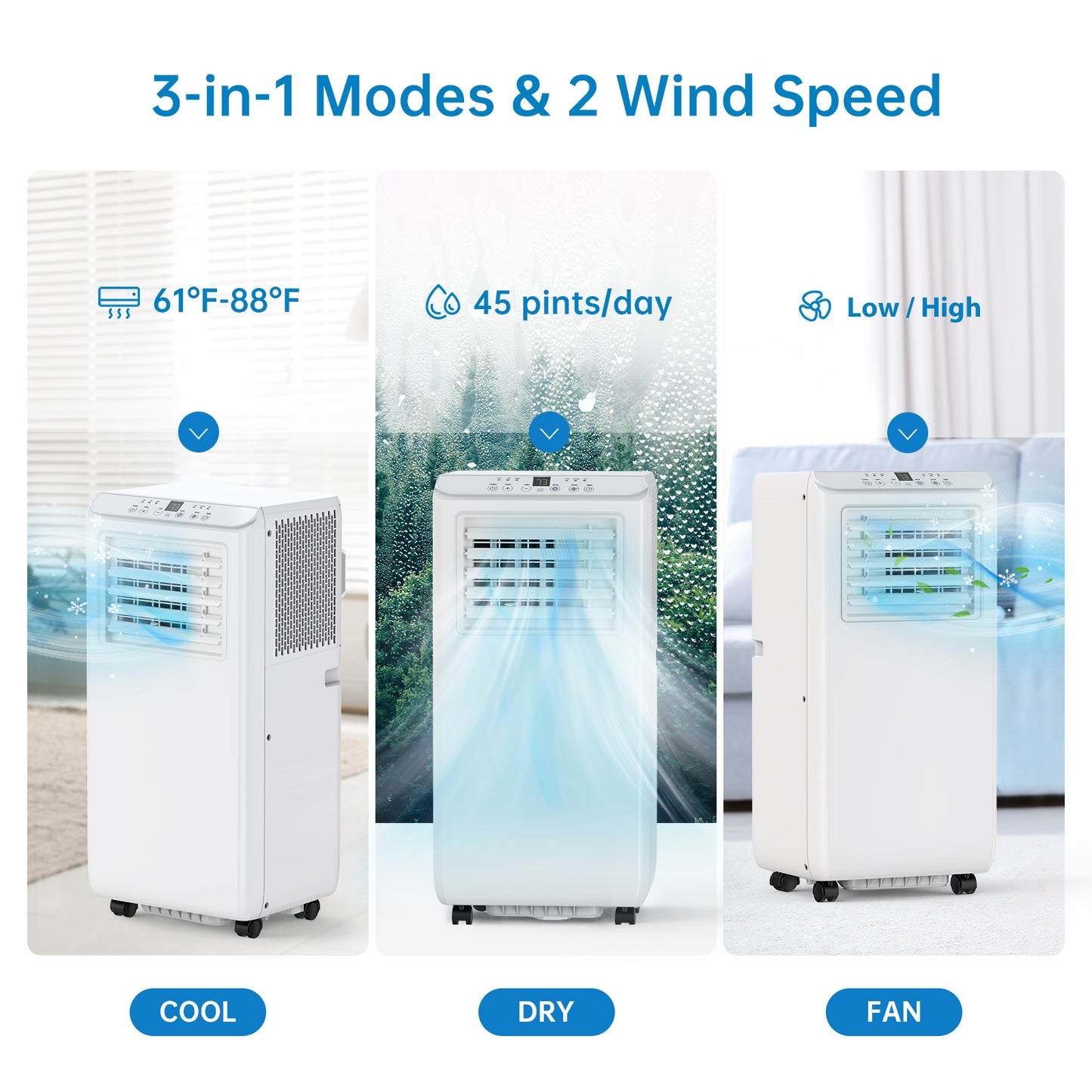 Garvee 8000 BTU Portable Air Conditioner, 3-in-1 Freestanding AC Unit, 350 Sq.Ft Coverage, White