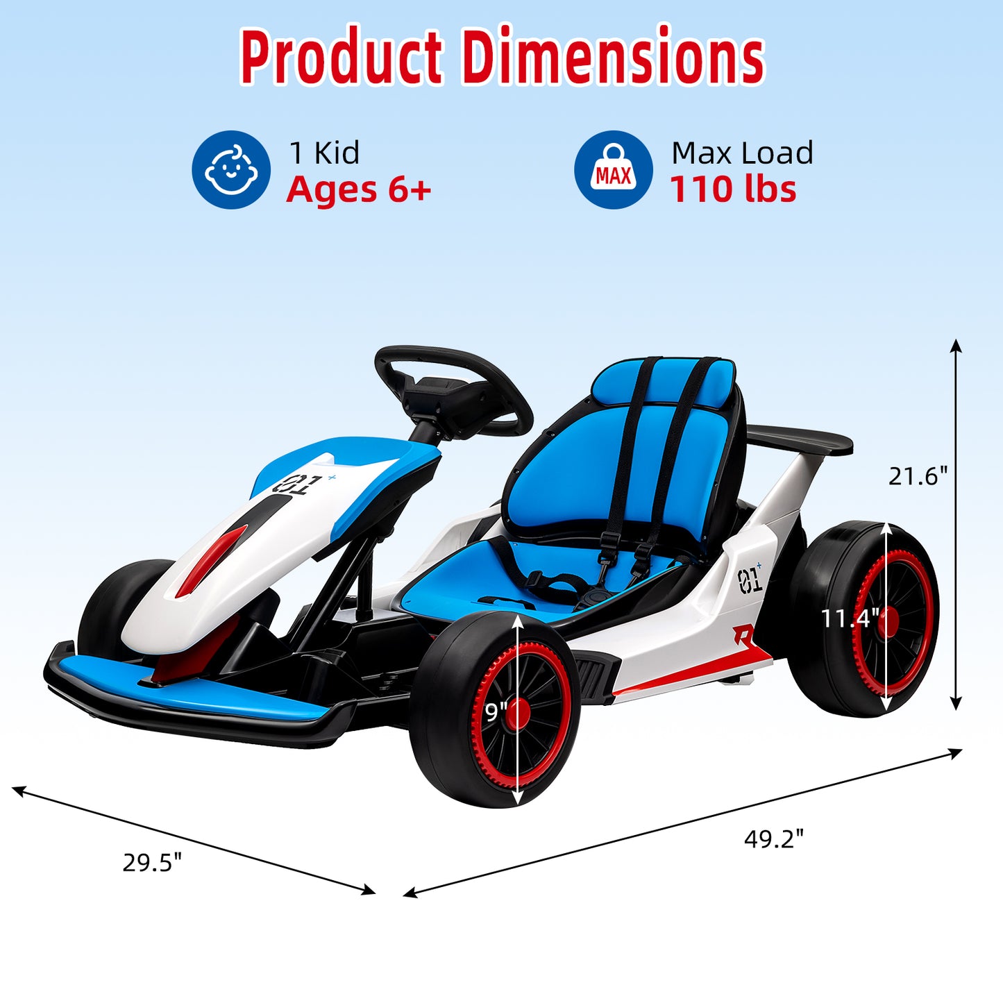 Garvee Kids Electric Drift Go-Kart, 24V 7AH Battery, 2*150W Motors, Outdoor Ride On Toy