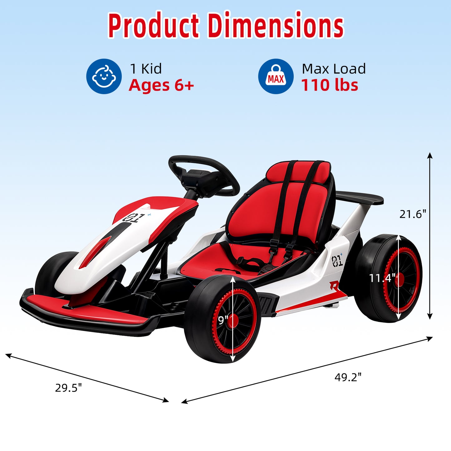 Garvee Kids Electric Drift Go-Kart, 24V 7AH Battery, 2*150W Motors, Outdoor Ride On Toy