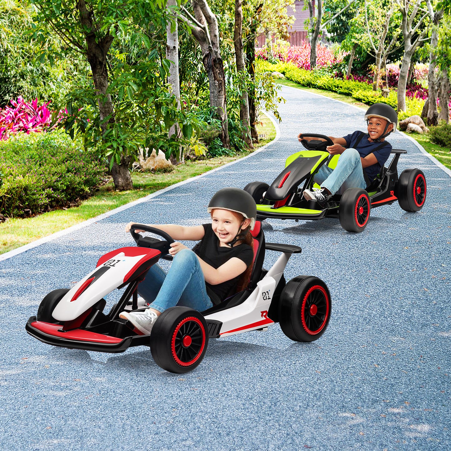Garvee Kids Electric Drift Go-Kart, 24V 7AH Battery, 2*150W Motors, Outdoor Ride On Toy