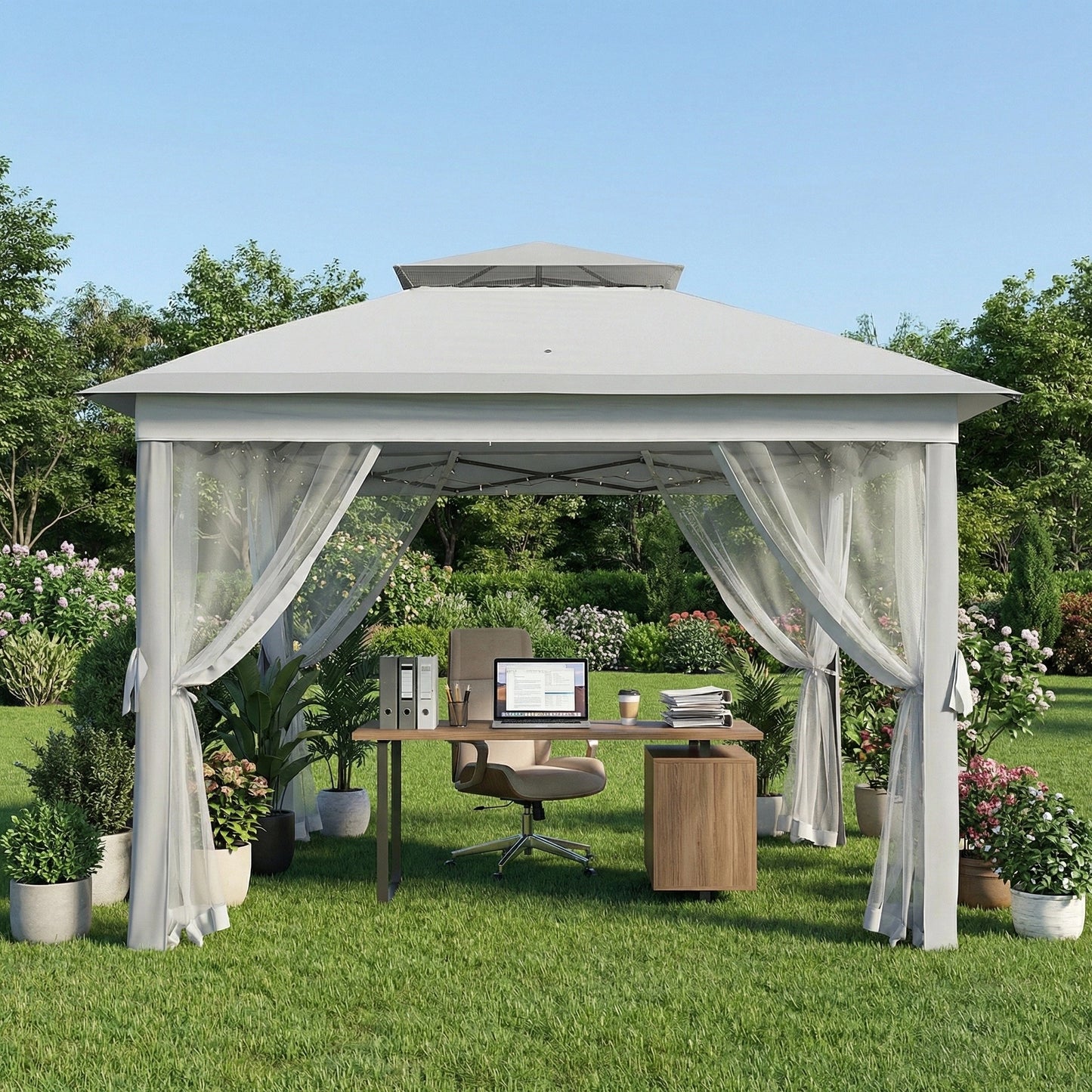 Garvee 10.82 x 10.82' Pop-Up Gazebo Tent, Adjustable Height with Mosquito Netting