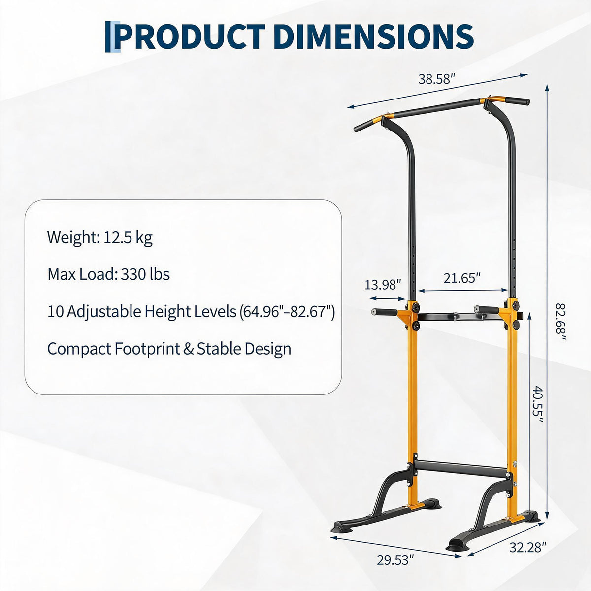 Riedhoff Power Tower Workout Station, Adjustable Pull Up Bar with Dip Bars, 10 Height Levels